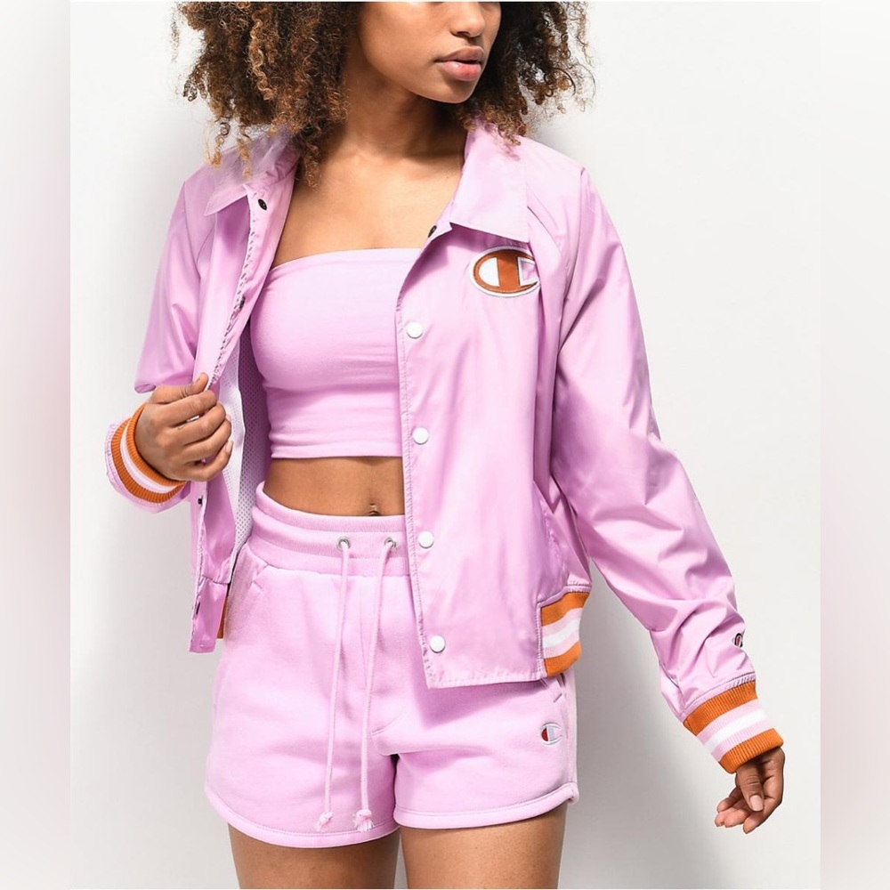 Champion Jacket Women’s| Crop Coaches Jacket Barbie Pink and Orange Size…